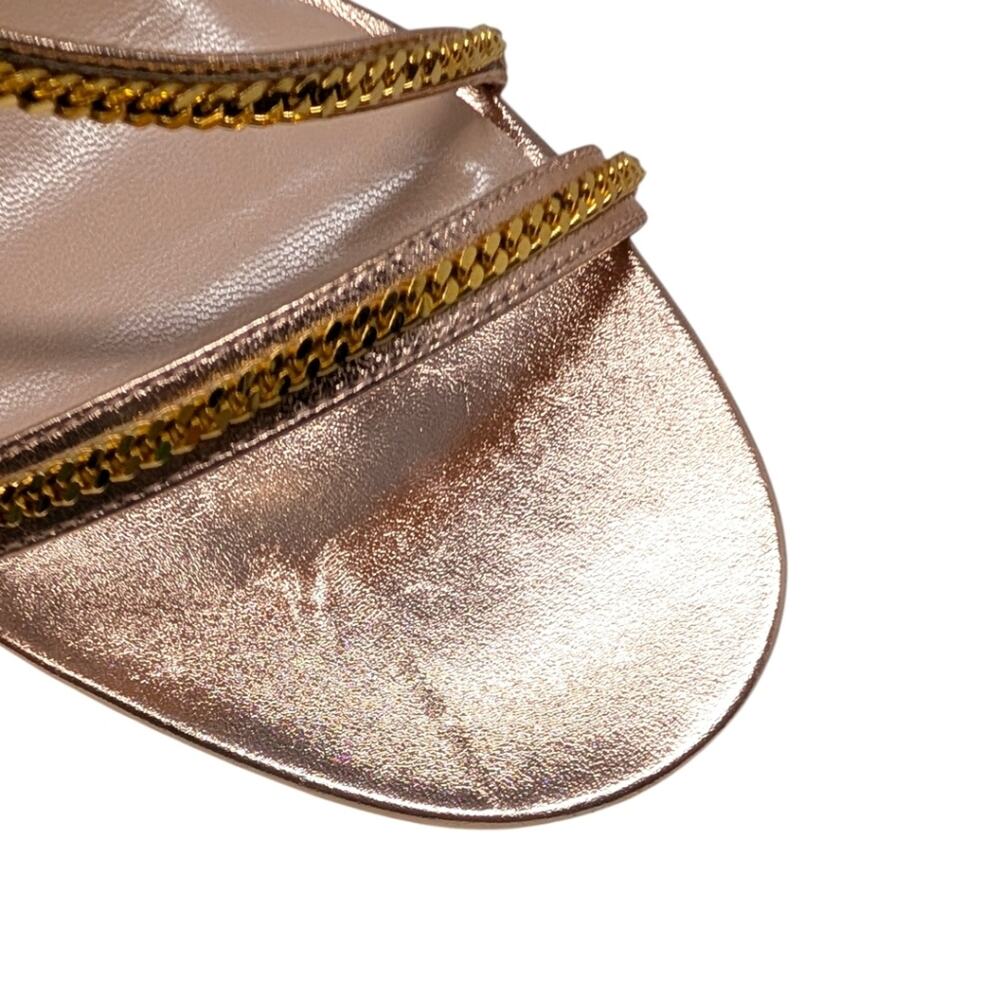 Gucci Sylvie Chain 95mm Metallic Rose Gold Strappy Leather Sandal Heel 42 | 11.5 - Picture 8 of 15